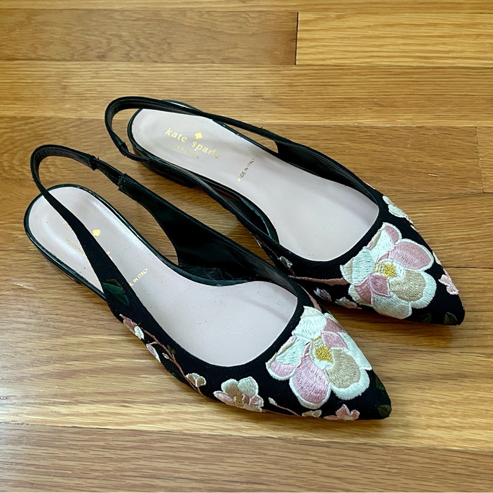 NEW kate spade Barnie Embroidered Slingback Flats